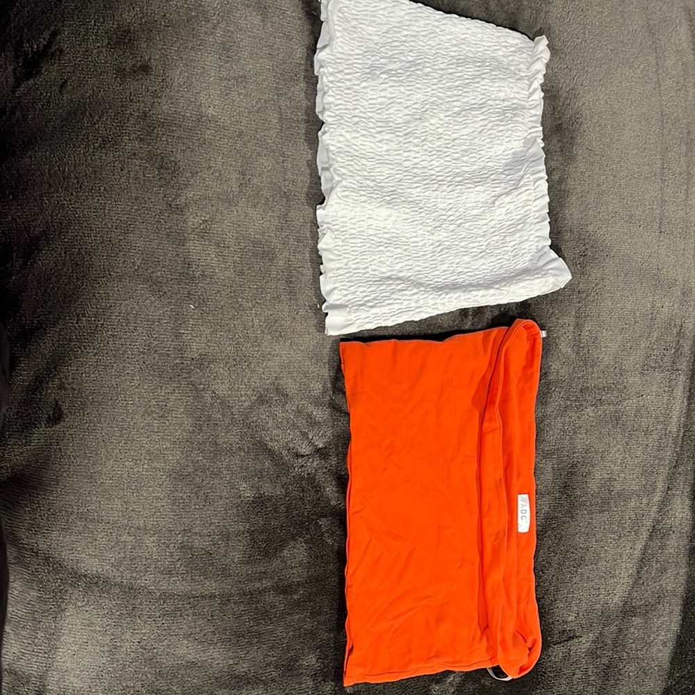 orange and white tube tops worn once